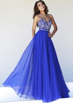 NEW Style Discount Beaded Chiffon Strapless Royal Blue Long Homecoming Dress [Hsd Sherri Hill 85 ...