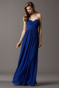 US$131.99 Chiffon Ruched Sweetheart Blue Floor Length Sleeveless