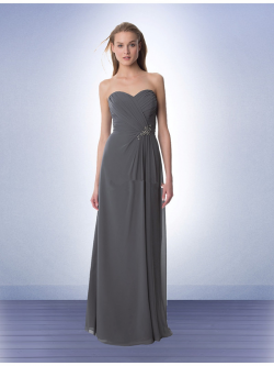 US$135.99 2015 Floor Length Grey Chiffon Sweetheart Ruched Sleeveless