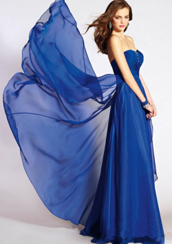 US$163.99 2015 Zipper Crystals Chiffon Blue Sleeveless Sweetheart Floor Length