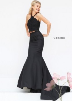 Black Flirty Beaded Lace Halter Top Special Occasion Dress [Sherri Hill 50419 black] – $23 ...