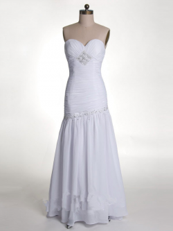 US$171.99 2015 Zipper Chiffon White Sleeveless Sweetheart Sheath Floor Length