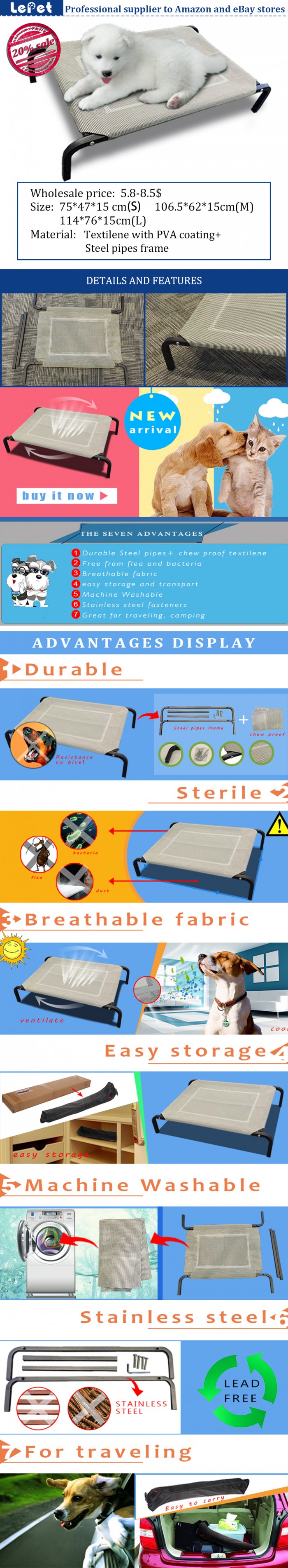 Elevated Orthopedic WaterProof Dog bed Camping Cot Manufacturer wholesale