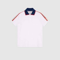 Cotton polo with Gucci stripe – Gucci Men’s T-shirts & Polos