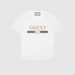 Gucci Logo T-Shirt in White Wash | Men’s Tops | Gucci