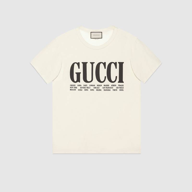 Oversize T-shirt with Gucci Cities - Gucci Men's T-shirts & Polos ...