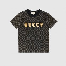 Oversize T-shirt with Guccy print – Gucci Men’s T-shirts & Polos