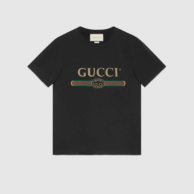 Oversize washed T-shirt with Gucci logo - Gucci Men's T-shirts & Polos ...