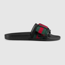 Satin slide with Web bow – Gucci Women’s Slides & Thongs 498316KLWI01146