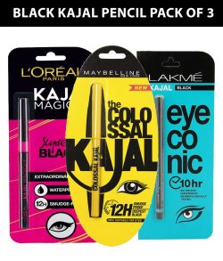 Maybelline,L’Oreal & Lakme Kajal Pencil Black Pack of 4: Buy Maybelline,L’Oreal  ...