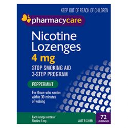 Pharmacy Care Nicotine Lozenges 4 mg Peppermint – 72 Pack