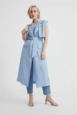 Powder Blue Sleeveless Trench Coat – Women’s Workwear Jackets | Witchery