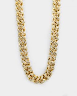 Saint Morta Cuban Link 22″ 12MM Diamond Chain Gold Plated