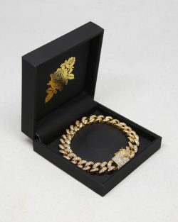 Saint Morta Diamond 9″ Cuban Link Bracelet 12MM Gold Plated