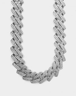 SAINT MORTA INTERLINK NECKLACE 20″ ICED WHITE GOLD