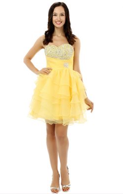 Yellow Formal Dress Sweatheart Tulle Homecoming Dress