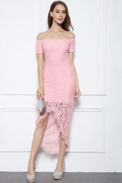 Off the Shoulder Pink Lace Formal Dress Australia