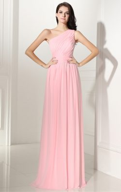 One Shoulder A line Chiffon Pink Formal Dress in Australia