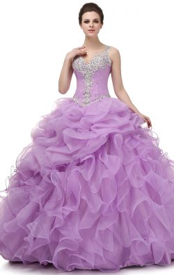 Straps Purple Ball Gowns Tulle Women Princess Formal Dress