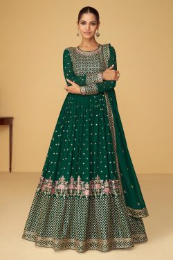 Buy Green Georgette Embellished Anarkali Suits Online