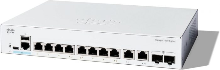 Cisco Catalyst 1300-8T-E-2G Managed Switch, 8 Port GE, Ext PS, 2x1GE Combo, Limited Lifetime Pro ...