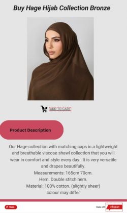 Buy Hage Hijab Collection Bronze Online