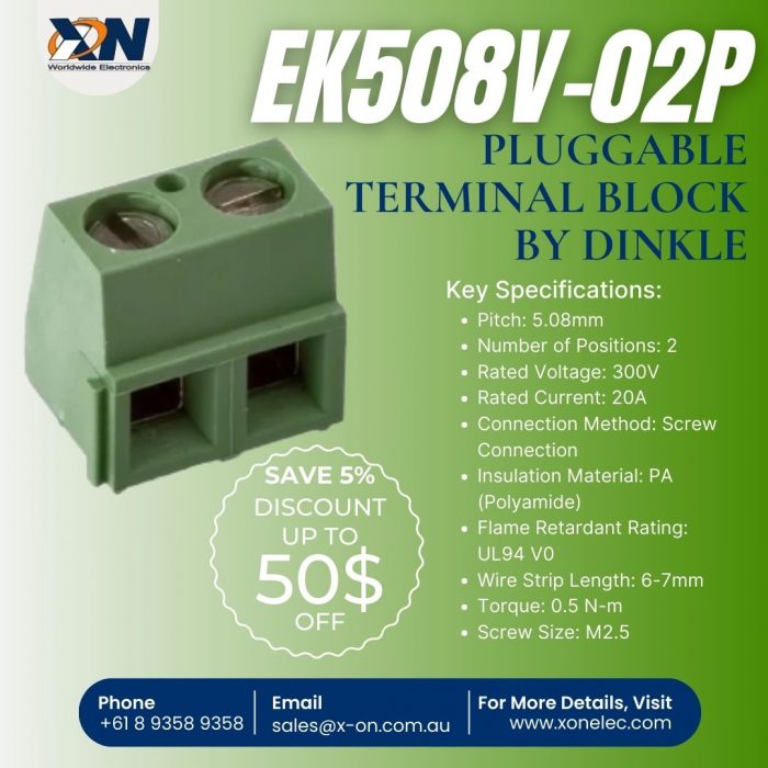 EK508V-02P Pluggable Terminal Block by Dinkle🔌