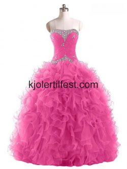 Fuksia Kjæreste Stroppeløs Organza Quinceanera Kjoler – Kjolertilfest.com