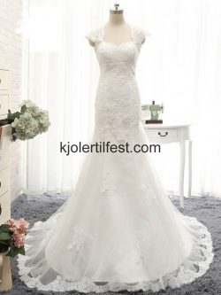 Havfrue/Trompet Lange Hvit Blonder Brudekjoler – Kjolertilfest.com