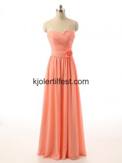 Lange Kjæreste Blomster Oransje Chiffon Brudepikekjoler – Kjolertilfest.com
