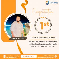 Vishal’s 𝟏-𝐲𝐞𝐚𝐫 𝐰𝐨𝐫𝐤 𝐚𝐧𝐧𝐢𝐯𝐞𝐫𝐬𝐚𝐫𝐲 at Web Brain InfoTech!