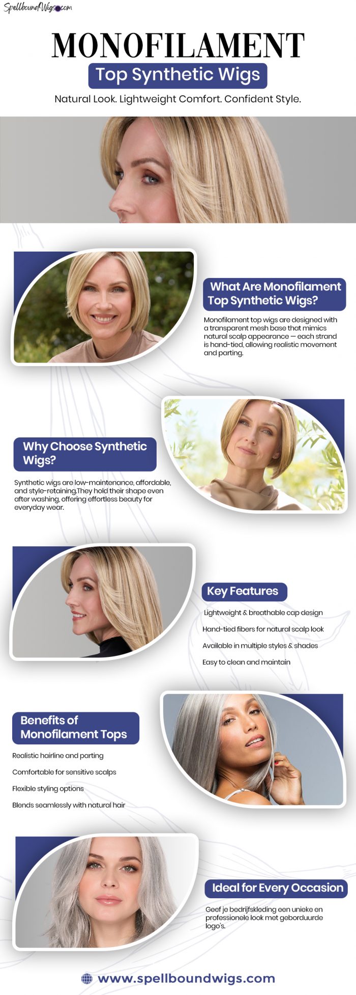Monofilament Top Synthetic Wigs