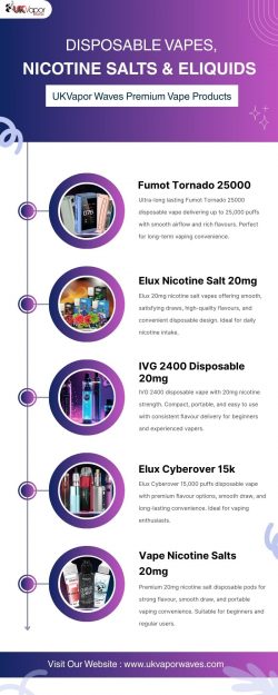 Disposable Vapes, Nicotine Salts & Eliquids | UKVapor Waves Premium Vape Products