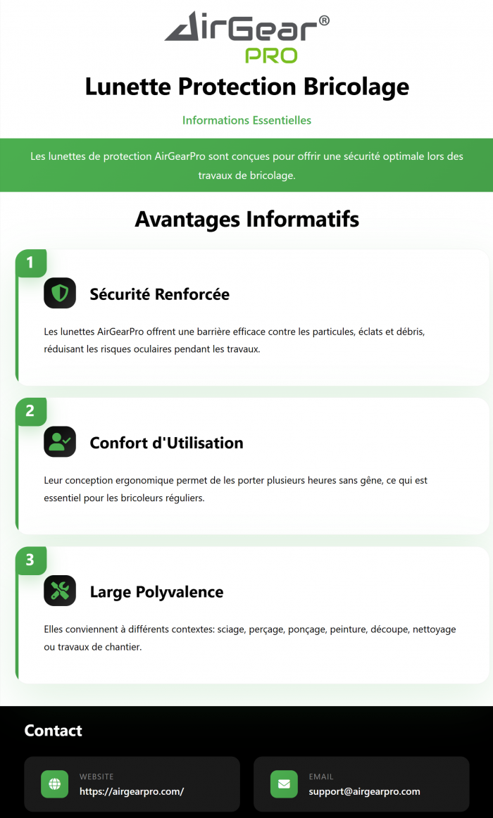Lunette Protection Bricolage: Informations Essentielles