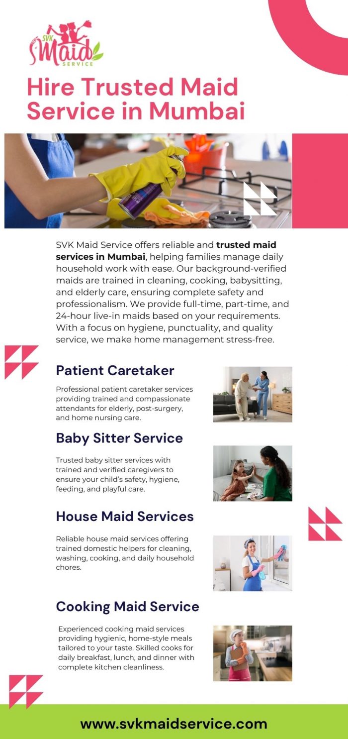 Hire Trusted Maid Service in Mumbai – SVK Maid Service