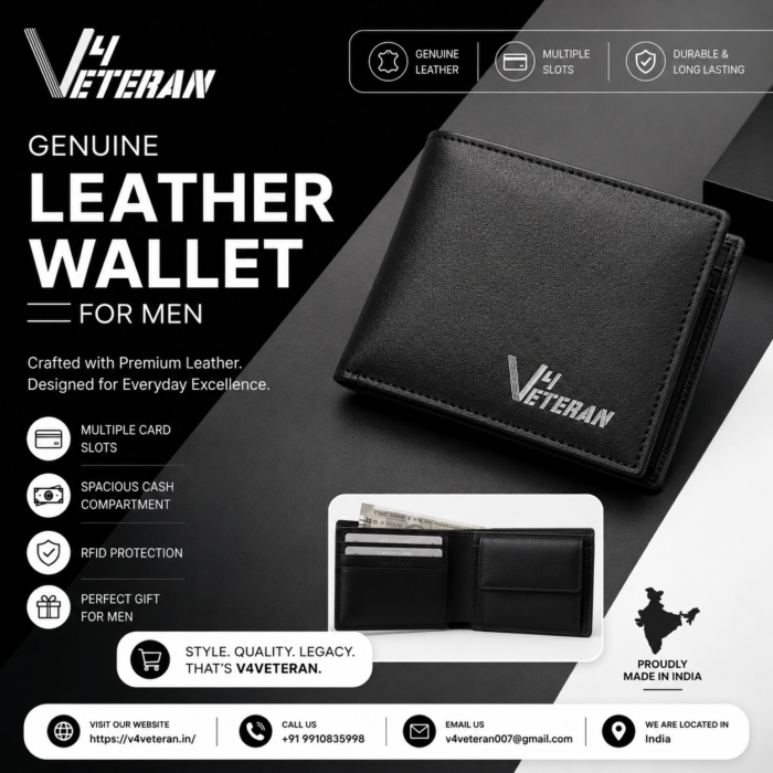 Premium Genuine Leather Wallet for Men – Built with Veteran Pride