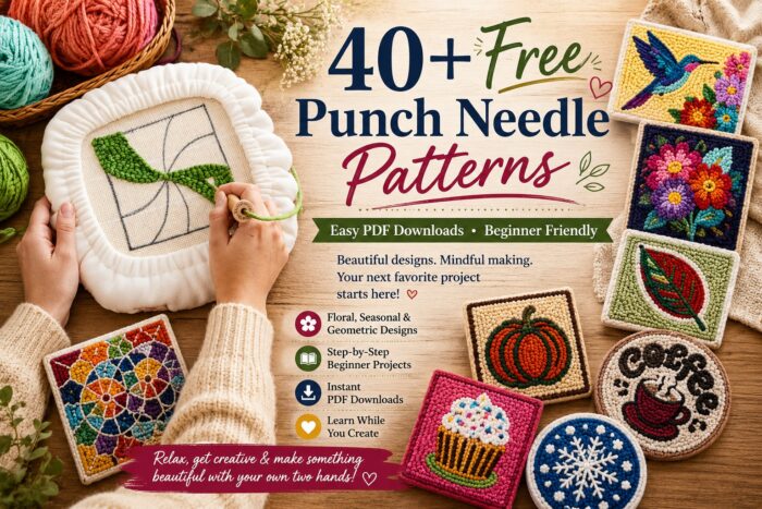40+ Free Punch Needle Patterns for Beginners (Easy PDF Downloads)