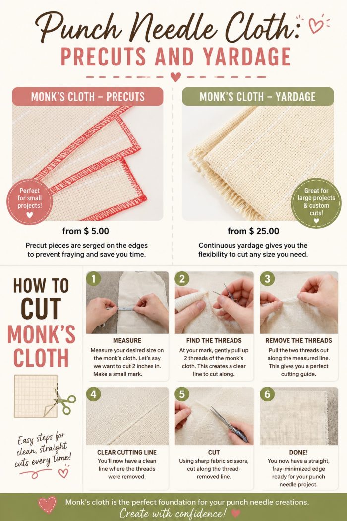 Punch Needle Cloth – Monk’s Cloth – Precuts & Yardage Guide