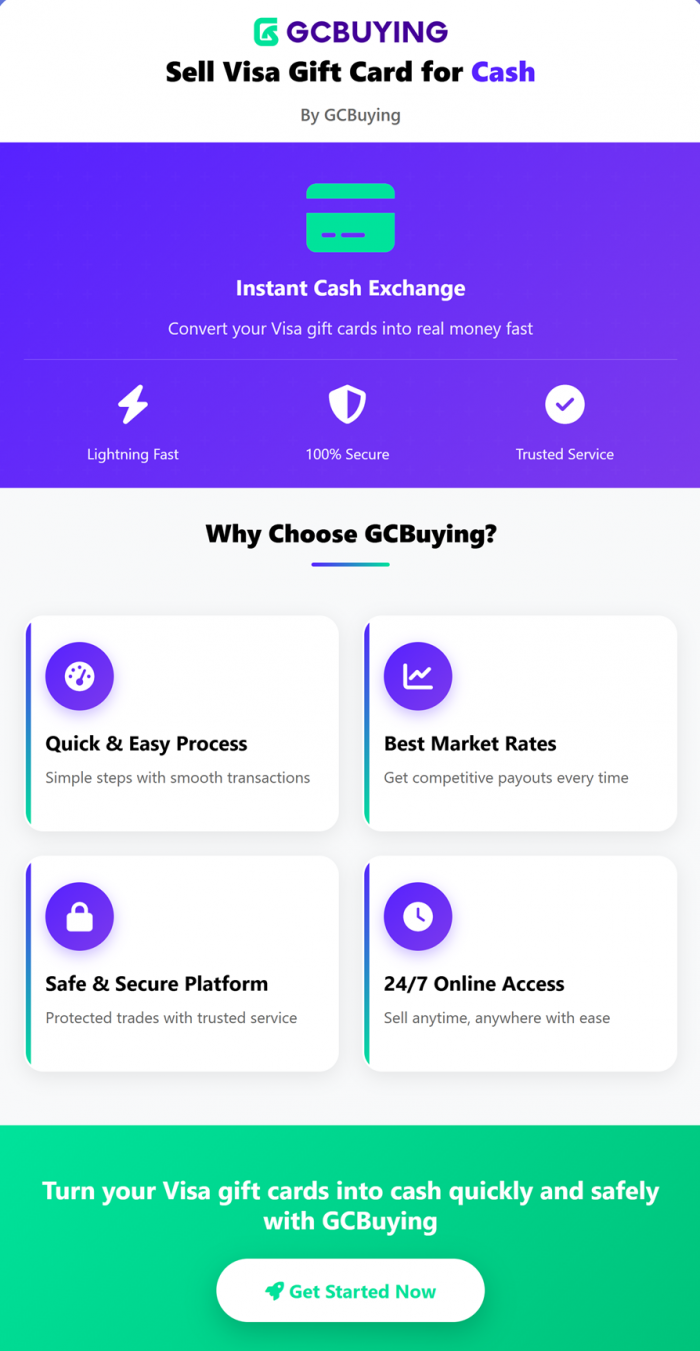 Sell Visa Gift Card for Cash By GCBuying