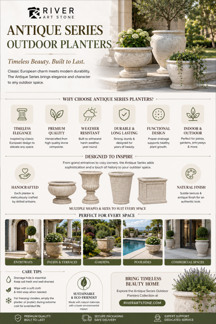 Antique Outdoor Planters | Ancient-Inspired GFRC Planters – River Art Stone